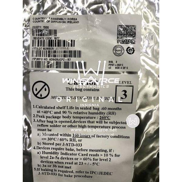  AD8436JCPZ-R7 label picture